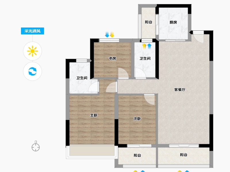 浙江省-嘉兴市-晴芳园-100.00-户型库-采光通风