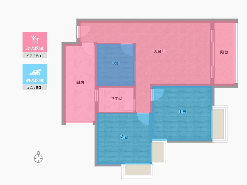 重庆-重庆市-园丁梦苑-82.00-户型库-动静分区