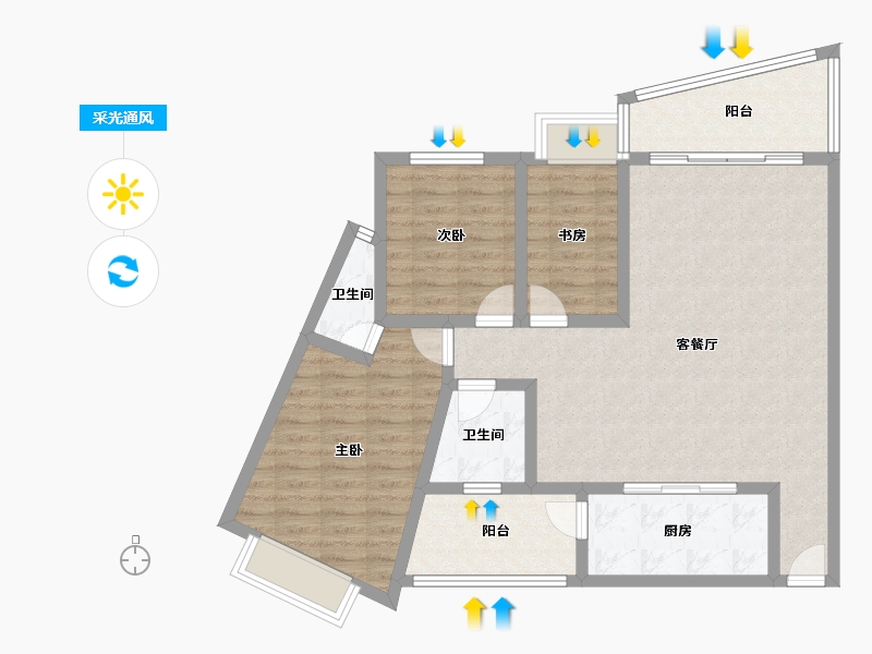 广东省-深圳市-蔚蓝海岸-92.00-户型库-采光通风