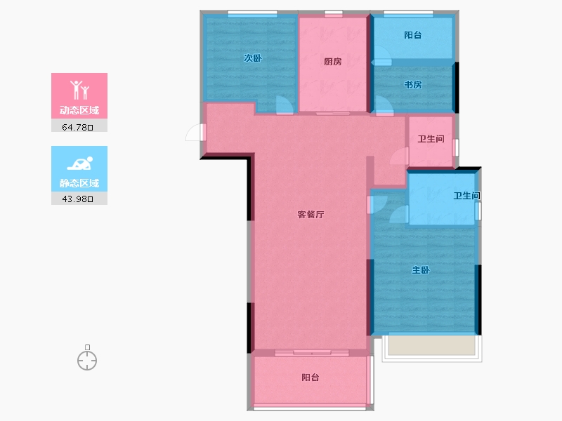 河南省-郑州市-雅居乐春森湖畔-97.50-户型库-动静分区