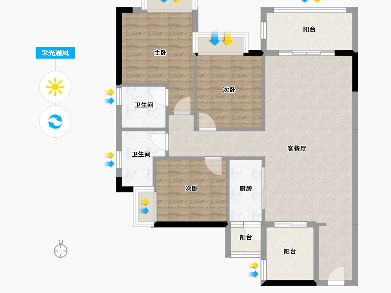 湖南省-永州市-香零公馆-110.00-户型库-采光通风