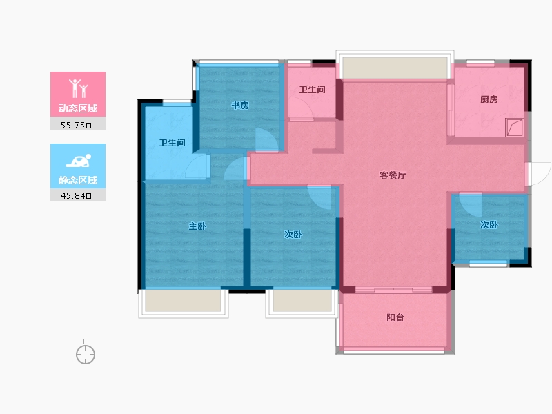 广东省-广州市-云湖壹号-90.40-户型库-动静分区