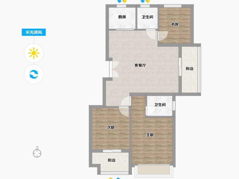 浙江省-嘉兴市-佳源优优滨海-99.00-户型库-采光通风