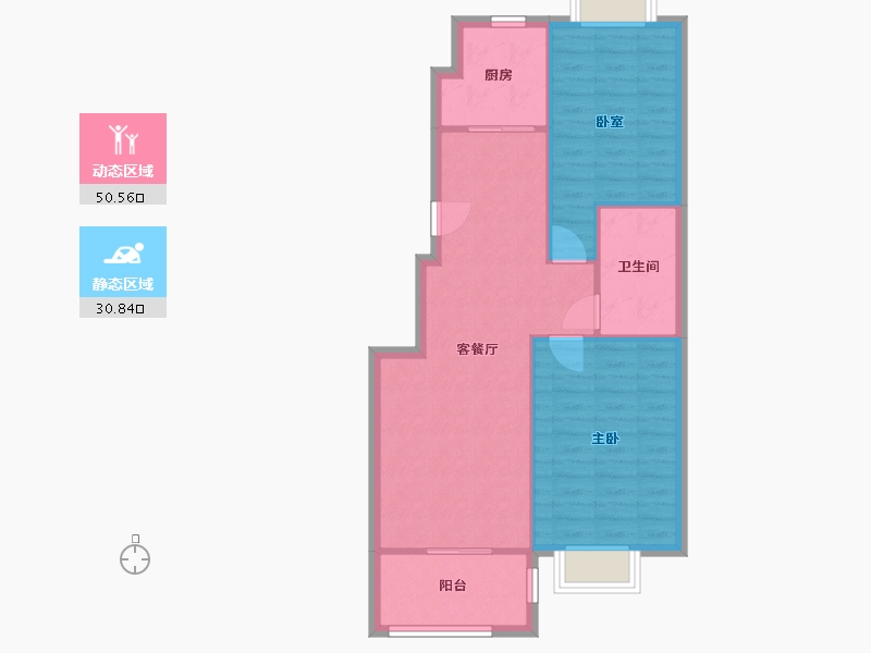 山东省-济南市-腾骐冠宸花园-74.88-户型库-动静分区