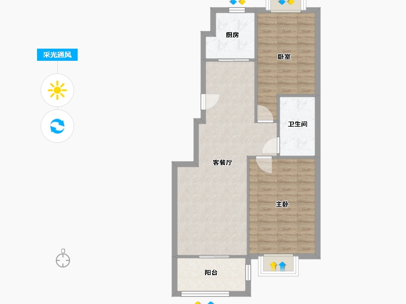 山东省-济南市-腾骐冠宸花园-74.88-户型库-采光通风