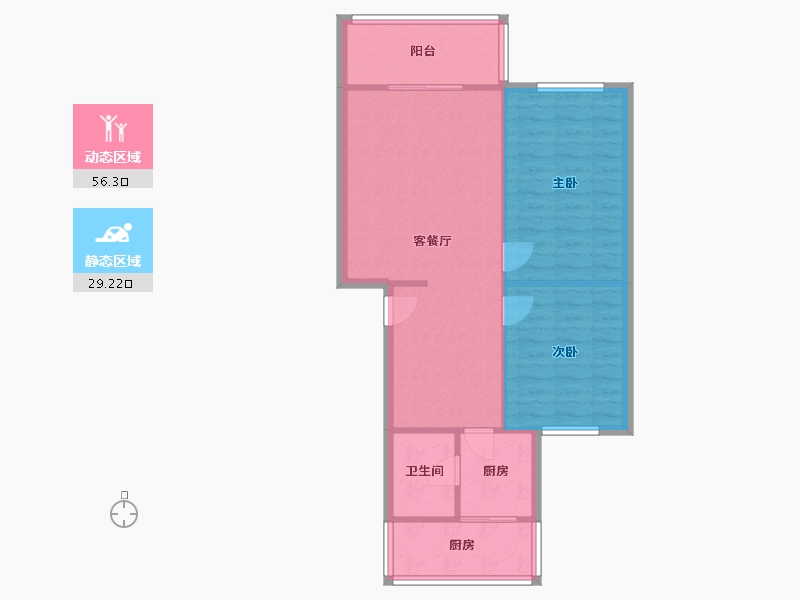 四川省-成都市-星辰路89 号-85.66-户型库-动静分区