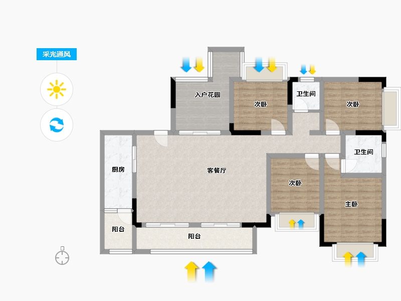 重庆-重庆市-桃园-122.00-户型库-采光通风