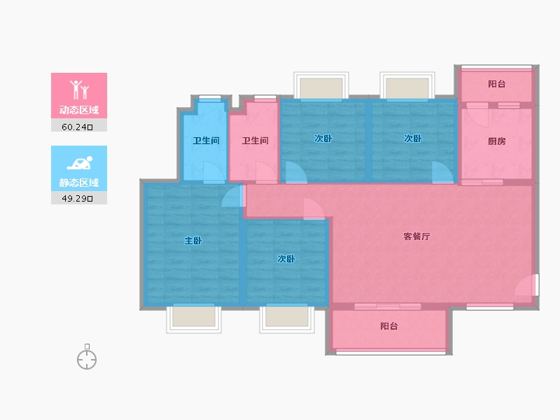 湖南省-长沙市-振业城四期-106.87-户型库-动静分区