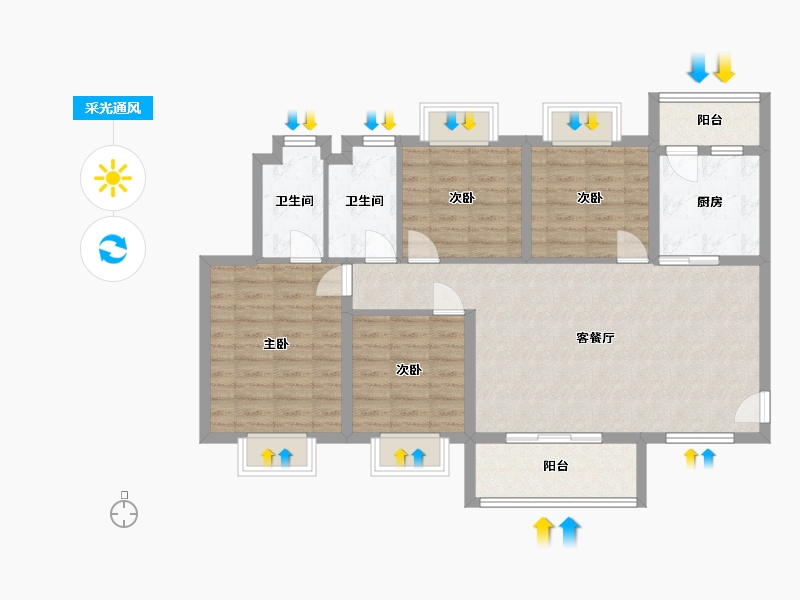 湖南省-长沙市-振业城四期-106.87-户型库-采光通风