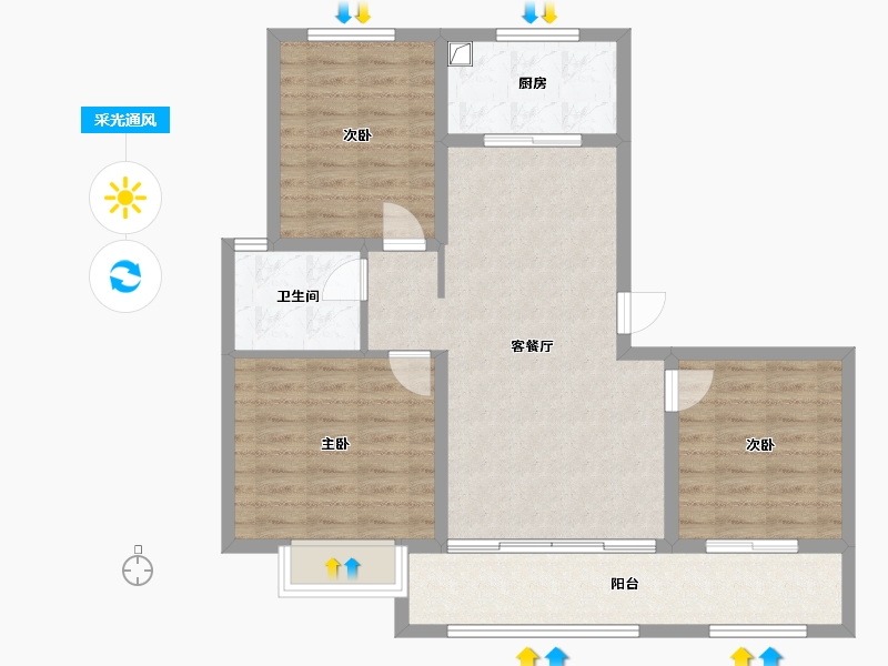 山东省-德州市-天庆幸福苑-87.44-户型库-采光通风