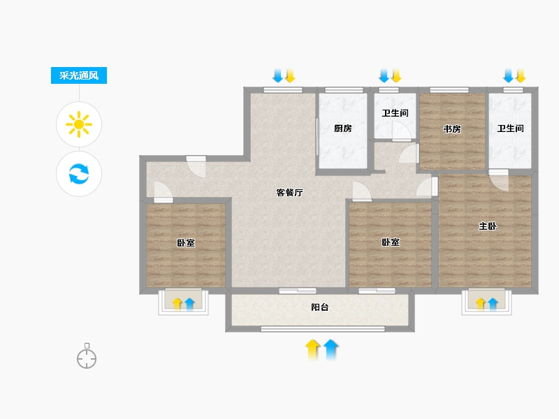 山东省-济南市-中建蔚蓝之城-112.80-户型库-采光通风