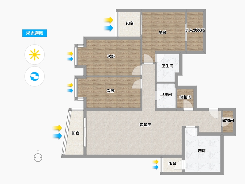 北京-北京市-国兴家园-121.38-户型库-采光通风