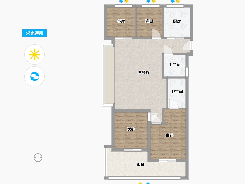 浙江省-温州市-未来城壹号-90.00-户型库-采光通风