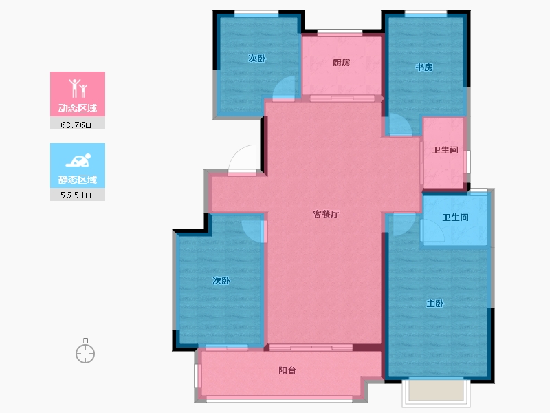 山东省-临沂市-宝德雅悦东方-108.80-户型库-动静分区