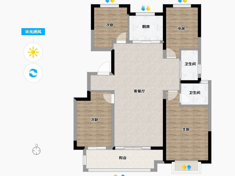 山东省-临沂市-宝德雅悦东方-108.80-户型库-采光通风