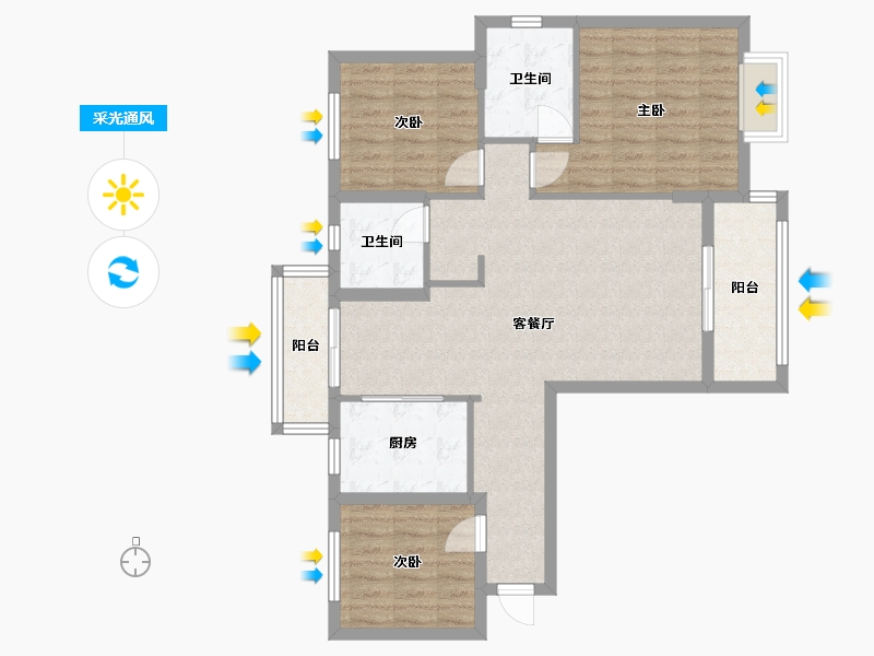 湖北省-武汉市-黄陵还建房-96.00-户型库-采光通风