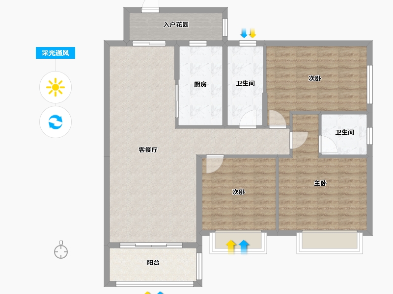 湖南省-衡阳市-龙宇小区三期-114.37-户型库-采光通风