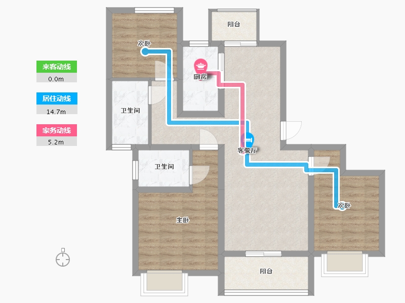 河南省-新乡市-中南府-88.64-户型库-动静线