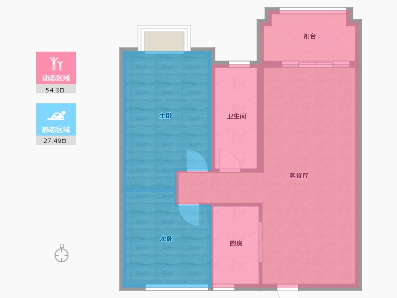 河南省-郑州市-西城一号院-74.40-户型库-动静分区