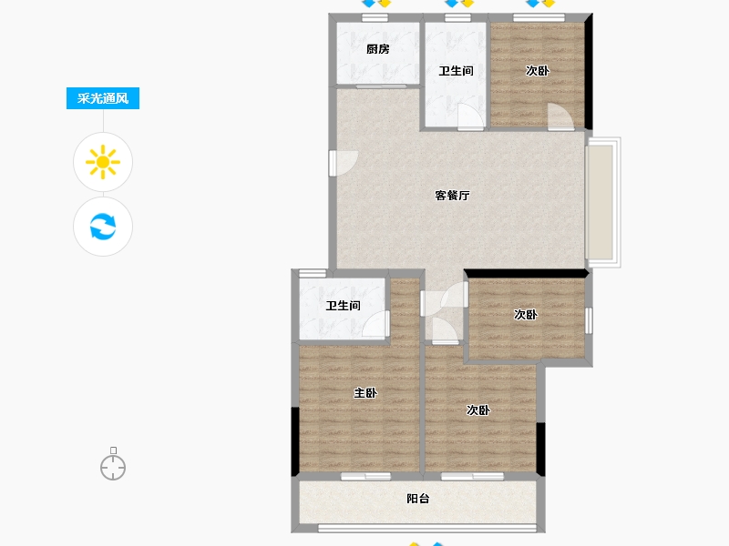 浙江省-台州市-合岚轩小区-116.00-户型库-采光通风