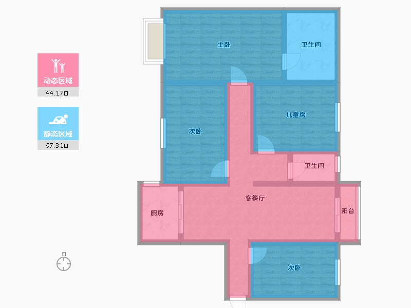 广西壮族自治区-南宁市-中梁国宾熙岸-97.60-户型库-动静分区