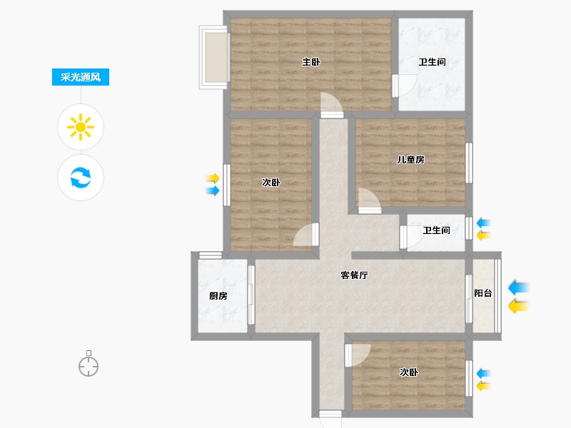 广西壮族自治区-南宁市-中梁国宾熙岸-97.60-户型库-采光通风