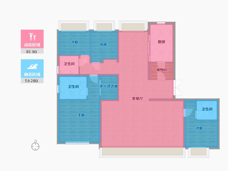 内蒙古自治区-呼和浩特市-金地峯启未来-160.00-户型库-动静分区