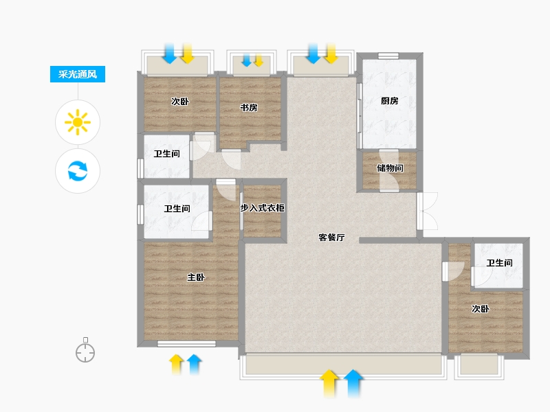 内蒙古自治区-呼和浩特市-金地峯启未来-160.00-户型库-采光通风