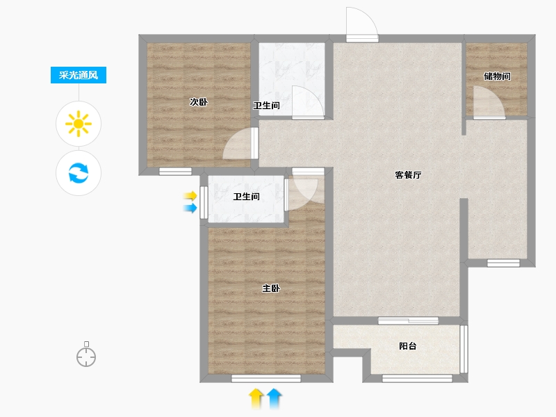 河北省-沧州市-金台园-99.60-户型库-采光通风