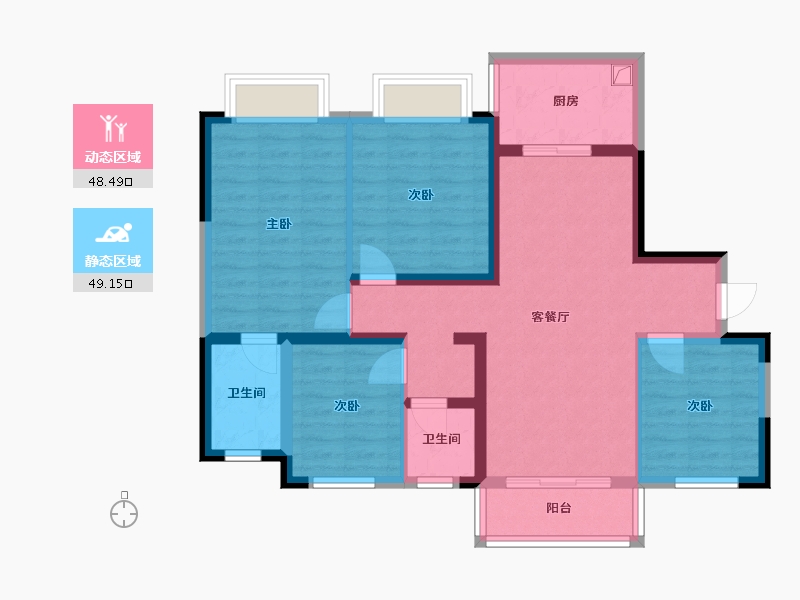 广西壮族自治区-南宁市-中梁国宾熙岸-97.60-户型库-动静分区