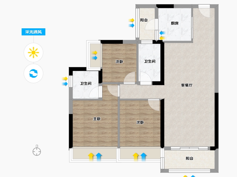 贵州省-贵阳市-博士府-87.20-户型库-采光通风