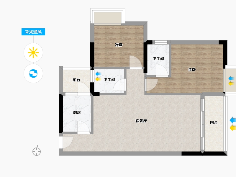 广东省-潮州市-滨江华府-80.00-户型库-采光通风