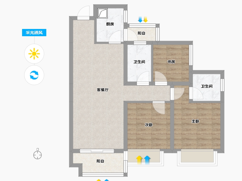 四川省-成都市-金沙湖畔-74.27-户型库-采光通风