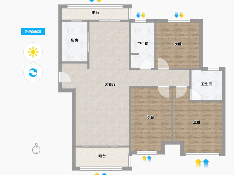 河南省-洛阳市-贰号城邦-98.55-户型库-采光通风