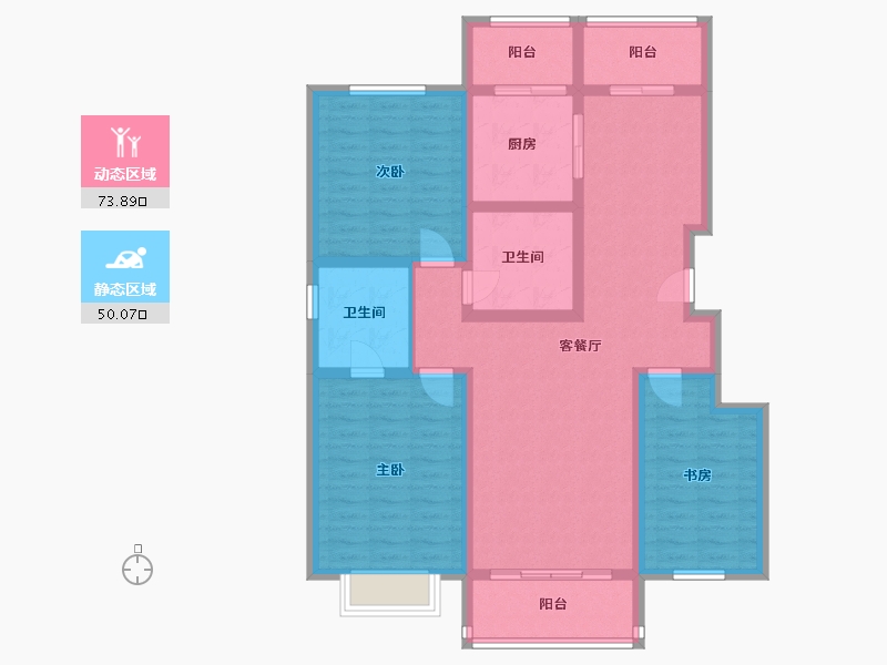 山东省-聊城市-美树湾小区-111.46-户型库-动静分区