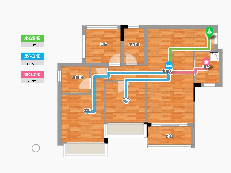 广东省-江门市-南岸壹号银海-69.49-户型库-动静线