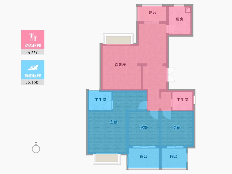 浙江省-温州市-新城华府-92.80-户型库-动静分区