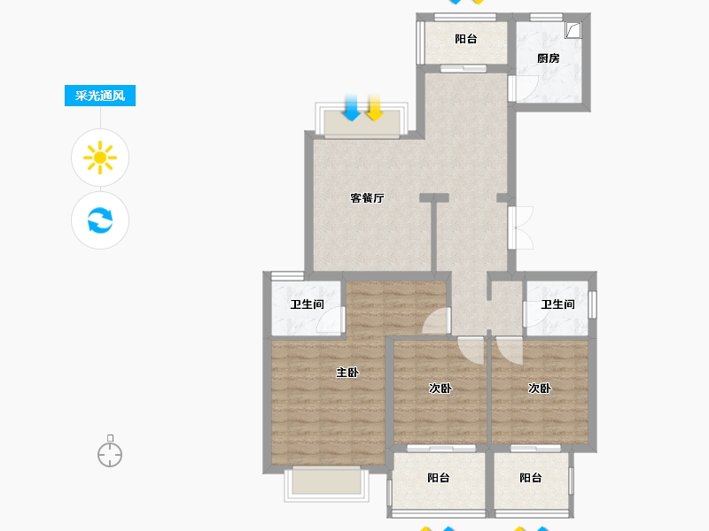 浙江省-温州市-新城华府-92.80-户型库-采光通风