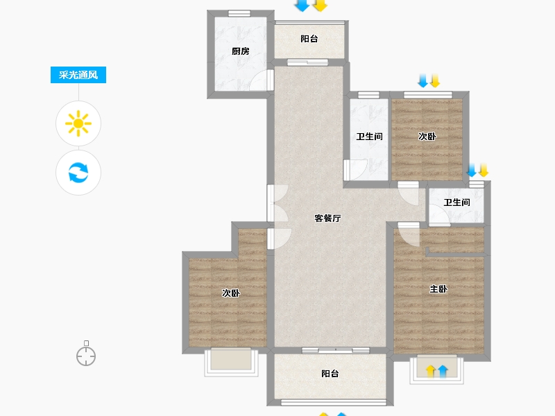 河北省-邢台市-月亮湾二期-105.15-户型库-采光通风