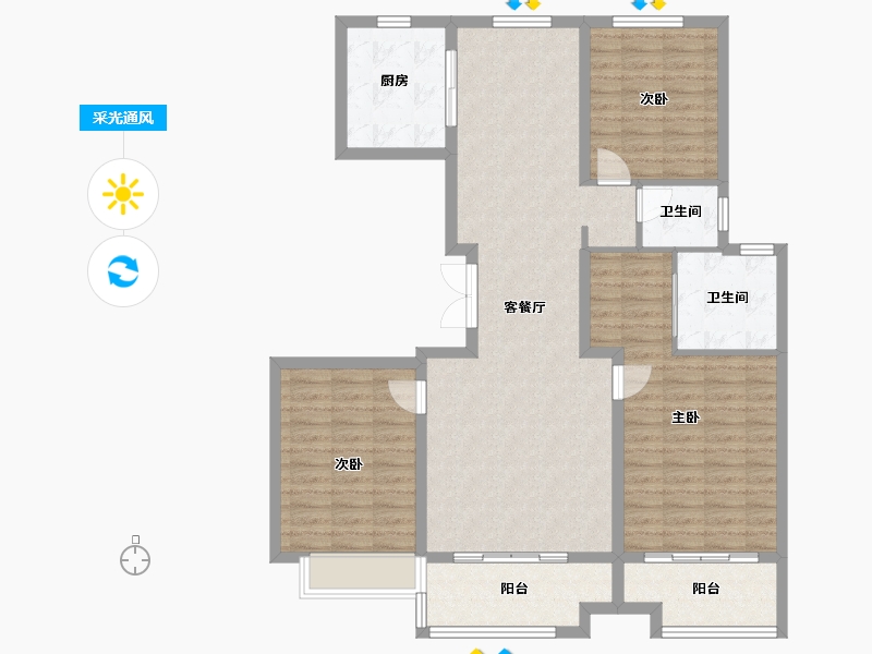 山东省-济南市-泰悦圣井院子-114.40-户型库-采光通风