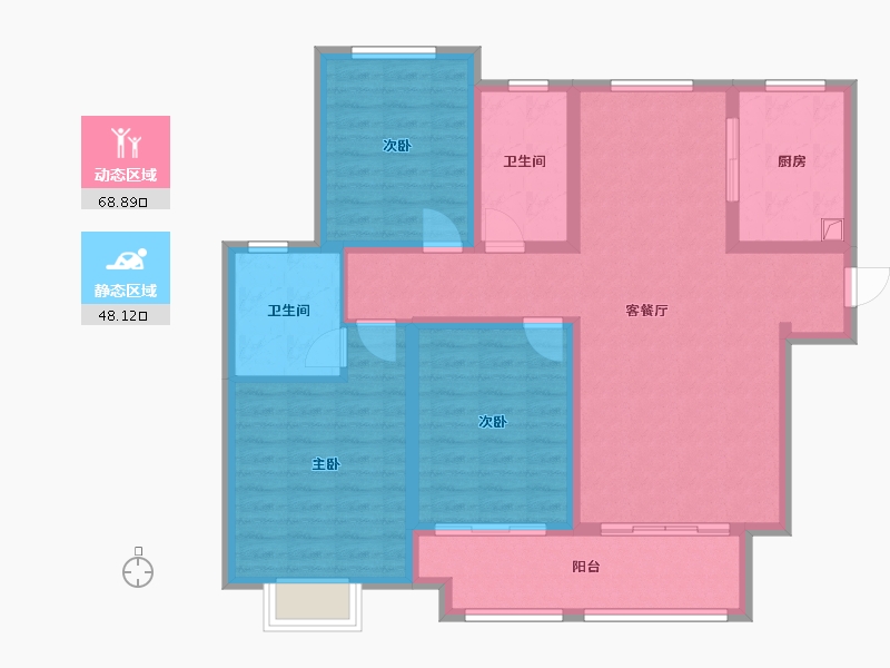 陕西省-渭南市-汇邦沋河瑞府-104.50-户型库-动静分区