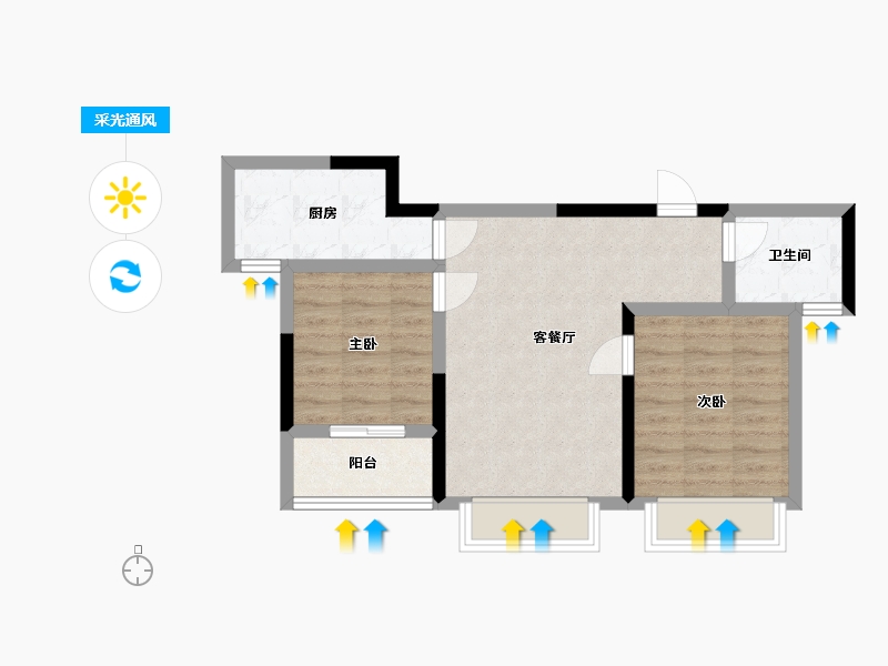 陕西省-宝鸡市-水木华院-68.80-户型库-采光通风