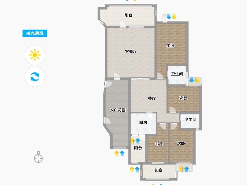 福建省-漳州市-龙宝花园-165.00-户型库-采光通风