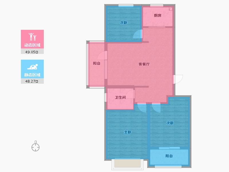 山东省-德州市-紫东苑-86.40-户型库-动静分区