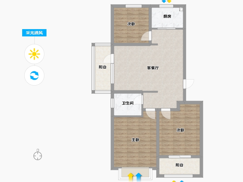 山东省-德州市-紫东苑-86.40-户型库-采光通风