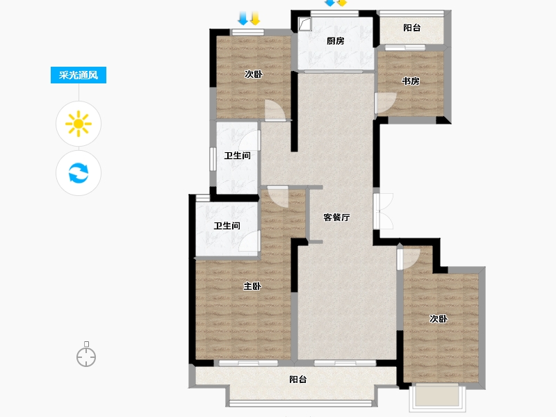 浙江省-金华市-稠州府-108.00-户型库-采光通风