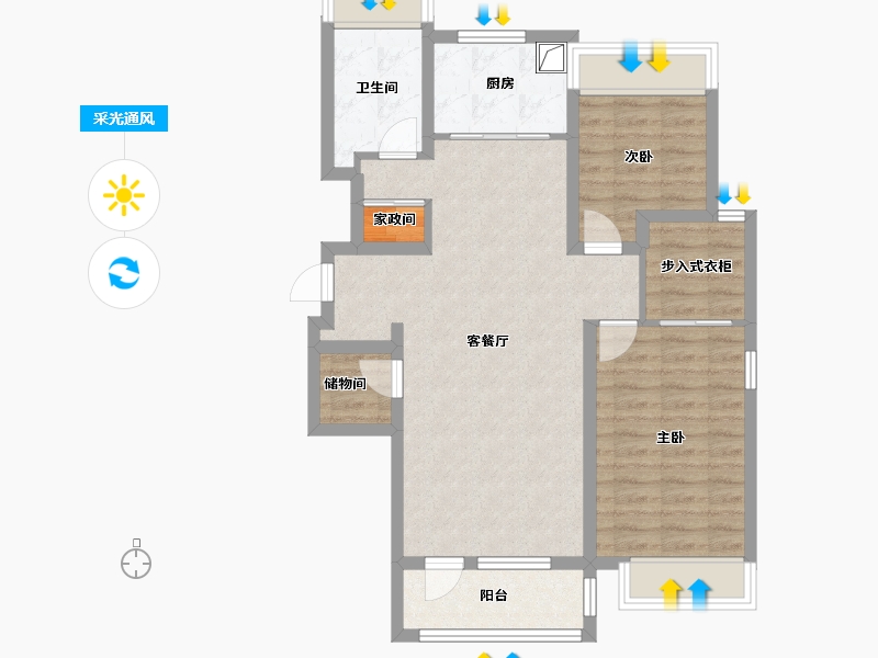 吉林省-长春市-华润长安里-90.00-户型库-采光通风