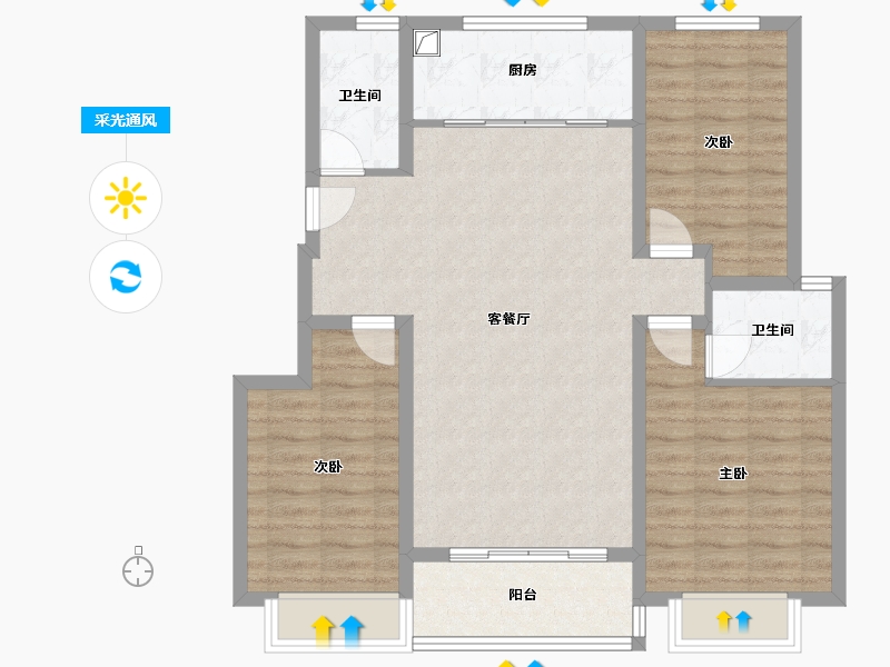 河南省-安阳市-永硕文博苑-104.00-户型库-采光通风