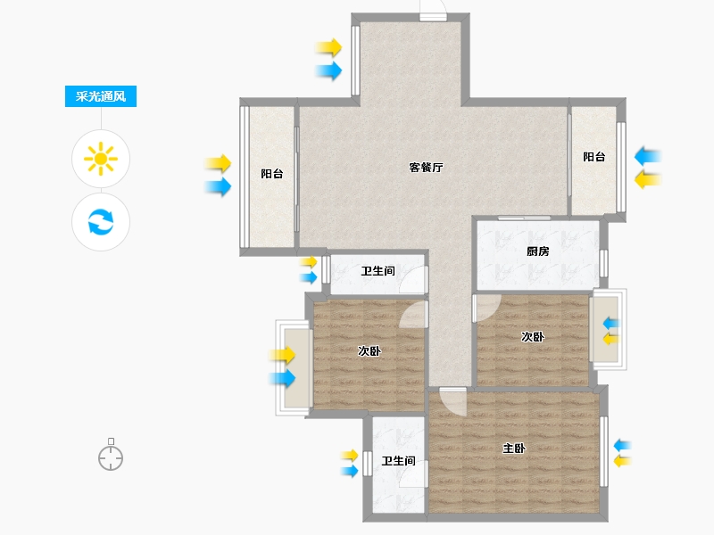 贵州省-贵阳市-金融城-104.00-户型库-采光通风