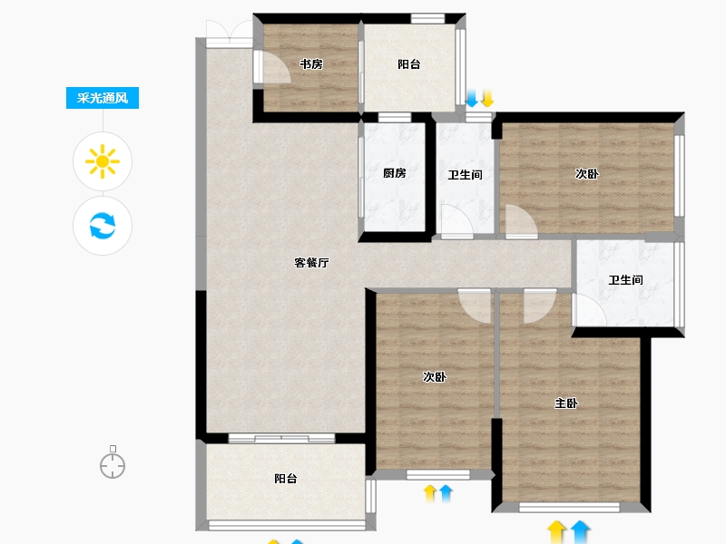 广西壮族自治区-百色市-龙景天际-120.00-户型库-采光通风